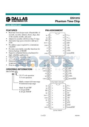 DS1315EN-33 datasheet - Phantom Time Chip