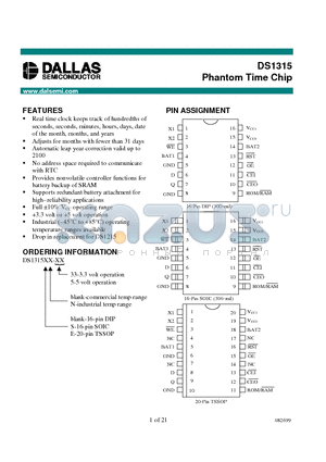 DS1315SN-5 datasheet - Phantom Time Chip