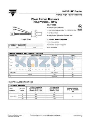 180RKI80 datasheet - Phase Control Thyristors (Stud Version), 180 A