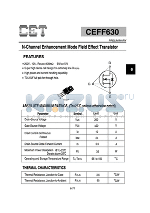 CEFF630 datasheet - N-Channel Enhancement Mode Field Effect Transistor