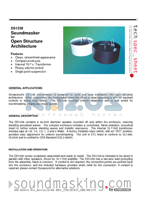 DS1338 datasheet - Soundmasker for Open Structure Architecture