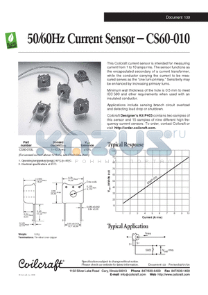 CS60-010L datasheet - 50/60Hz Current Sensor