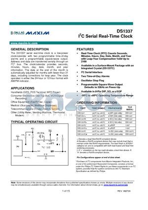 DS1337_06 datasheet - I2C Serial Real-Time Clock