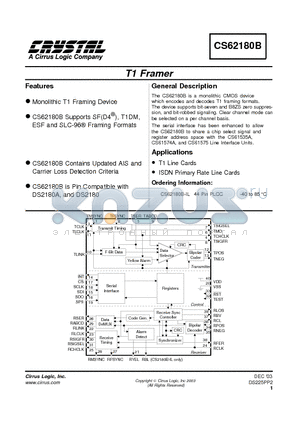 CS62180B datasheet - T1 FRAMER