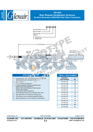 181-043-126S datasheet - Rear Release Genderless Terminus