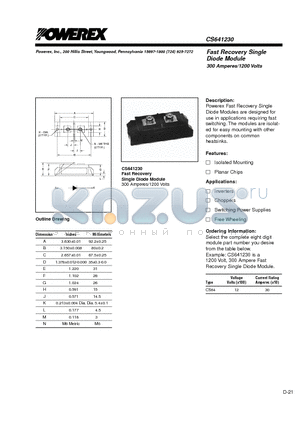 CS641230 datasheet - Fast Recovery Single Diode Module 300 Amperes/1200 Volts