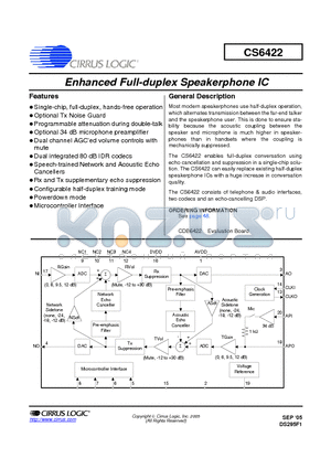 CS6422-CSZ datasheet - Enhanced Full-Duplex Speakerphone IC