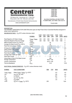 CS65-70M datasheet - SILICON CONTROLLED RECTIFIER 70 AMPS RMS, 200 THRU 1200 VOLTS