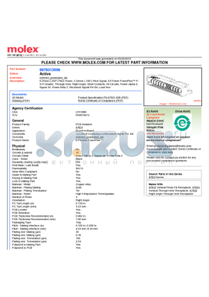 87631-3008 datasheet - 6.35mm (.250) Pitch Power, 2.54mm (.100) Pitch Signal, EXTreme PowerPlus PS-P Header, Through Hole, Right Angle, Short Contacts, 28 Circuits