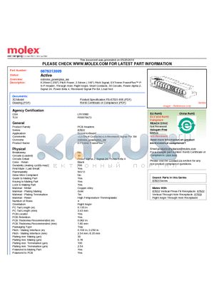 87631-3009 datasheet - 6.35mm (.250) Pitch Power, 2.54mm (.100) Pitch Signal, EXTreme PowerPlus PS-P Header, Through Hole, Right Angle, Short Contacts, 30 Circuits