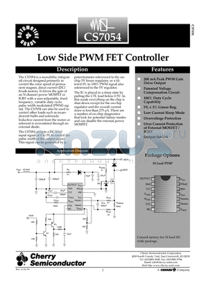CS7054 datasheet - Low Side PWM FET Controller