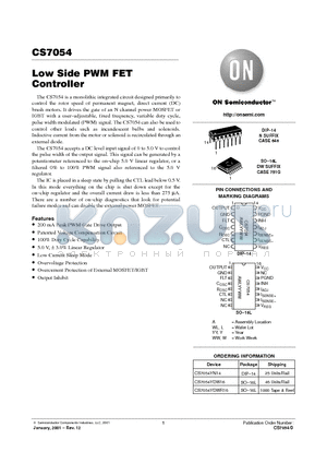 CS7054 datasheet - Low Side PWM FET Controller