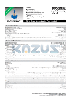 3310C-001-202L datasheet - 3310 - 9 mm Square Sealed Panel Control