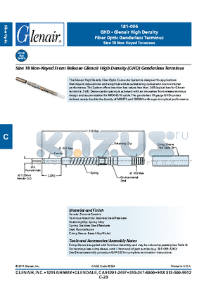 181-056-1255C datasheet - Fiber Optic Genderless Terminus