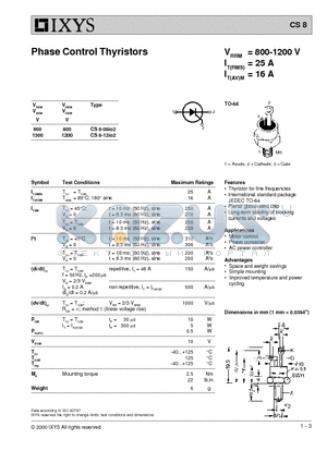 CS8 datasheet - Phase Control Thyristors