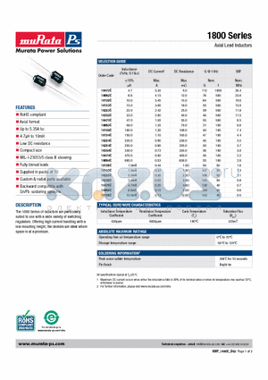 18103C datasheet - Axial Lead Inductors