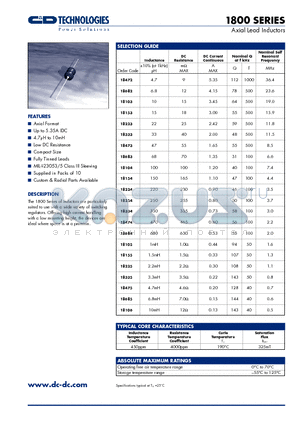 18105 datasheet - Axial Lead Inductors