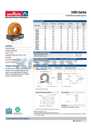 33100C datasheet - Vertical Mount Toroidal Inductors