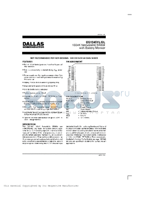 DS1345BL-70-IND datasheet - 1024K Nonvolatile SRAM with Battery Monitor