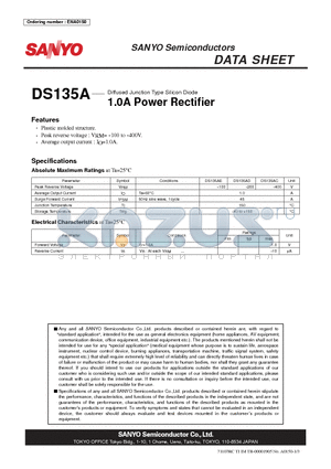 DS135A datasheet - Diffused Junction Type Silicon Diode 1.0A Power Rectifier