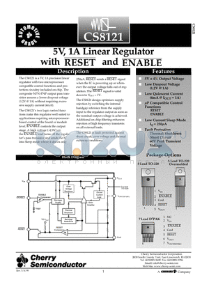 CS8121YTHA5 datasheet - 5V, 1A Linear Regulator with and ENABLE RESET