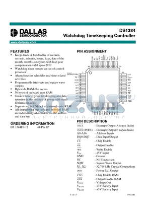 DS1384FP-12 datasheet - Watchdog Timekeeping Controller