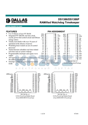 DS1386P32-120 datasheet - RAMified Watchdog Timekeeper