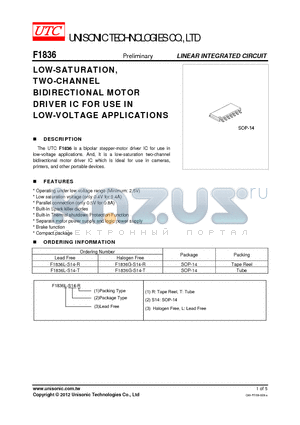 F1836 datasheet - LOW-SATURATION, TWO-CHANNEL BIDIRECTIONAL MOTOR