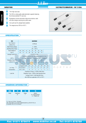 CEKJ1016SL datasheet - ELECTROLYTIC MINIATURE - 105C CEKJ