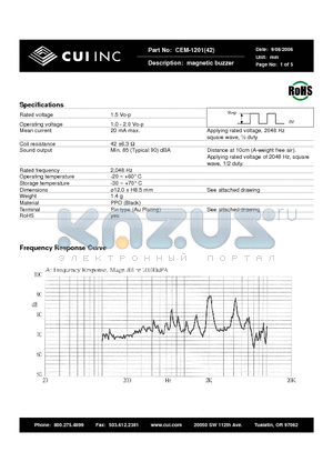CEM-1201 datasheet - magnetic buzzer