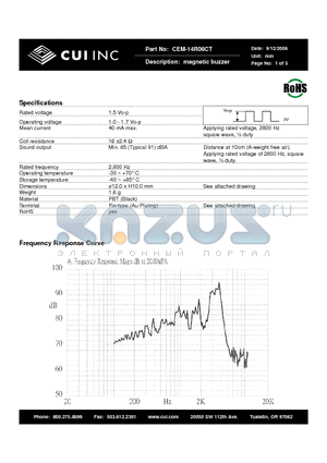 CEM-14R06CT datasheet - magnetic buzzer