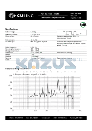 CEM-1203 datasheet - Magnetic buzzer