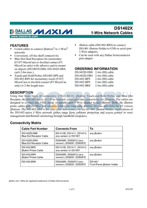 DS1402-BP8 datasheet - 1-Wire Network Cables