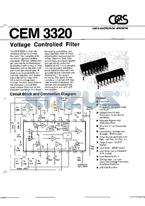 CEM3320 datasheet - Voltage Controlled Filter