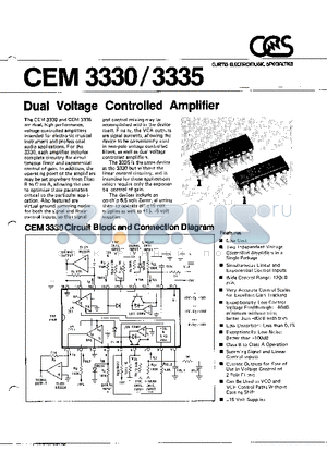 CEM3330 datasheet - DUAL VOLTAGE CONTROLLED AMPLIFIER