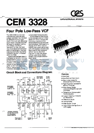 CEM3328 datasheet - FOUR POLE LOW PASS VCF