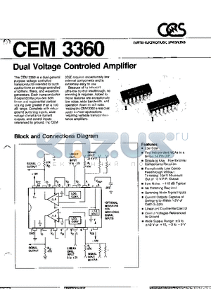 CEM3360 datasheet - DUAL VOLTAGE CONTROLED AMPLIFIER