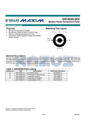 DS1402D-041 datasheet - iButton Probe Component Parts