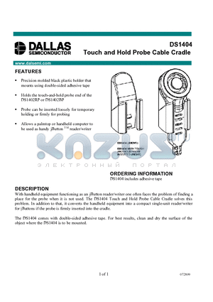 DS1404 datasheet - Touch and Hold Probe Cable Cradle