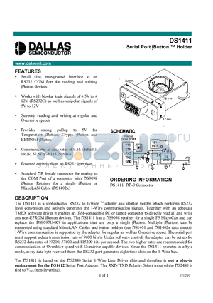 DS1411 datasheet - Serial Port iButton Holder