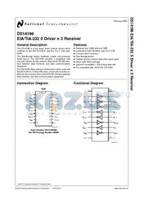 DS14196 datasheet - EIA/TIA-232 5 Driver x 3 Receiver