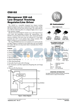 CS8182DTG datasheet - Micropower 200 mA Low Dropout Tracking Regulator/Line Driver