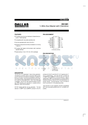 DS1481 datasheet - 1.Wire Bus Master with Overdrive