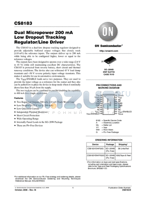 CS8183_09 datasheet - Dual Micropower 200 mA Low Dropout Tracking Regulator/Line Driver