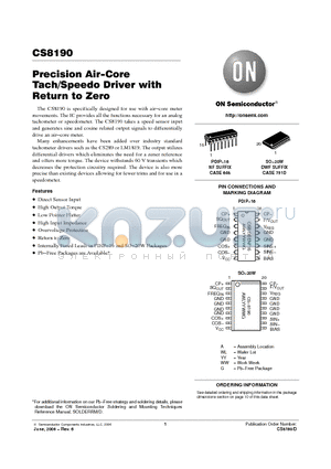 CS8190EDWF20 datasheet - Precision Air−Core Tach/Speedo Driver with Return to Zero