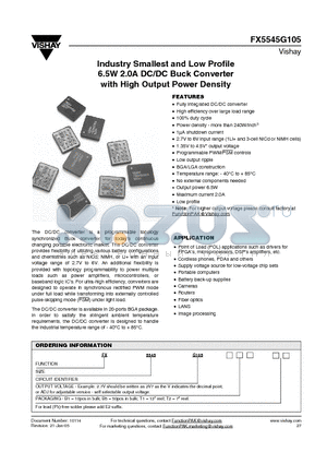 FX5545G105 datasheet - Industry Smallest and Low Profile 6.5W 2.0A DC/DC Buck Converter with High Output Power Density