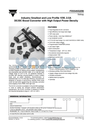 FX5545G206 datasheet - Industry Smallest and Low Profile 15W, 2.5A DC/DC Boost Converter with High Output Power Density