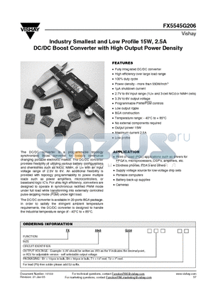 FX5545G2063V3T1 datasheet - Industry Smallest and Low Profile 15W, 2.5A DC/DC Boost Converter with High Output Power Density