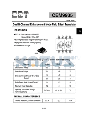 CEM9935 datasheet - Dual N-Channel Enhancement Mode Field Effect Transistor