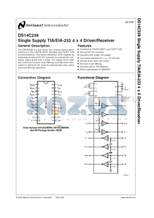 DS14C238_02 datasheet - Single Supply TIA/EIA-232 4X4 Driver/Receiver